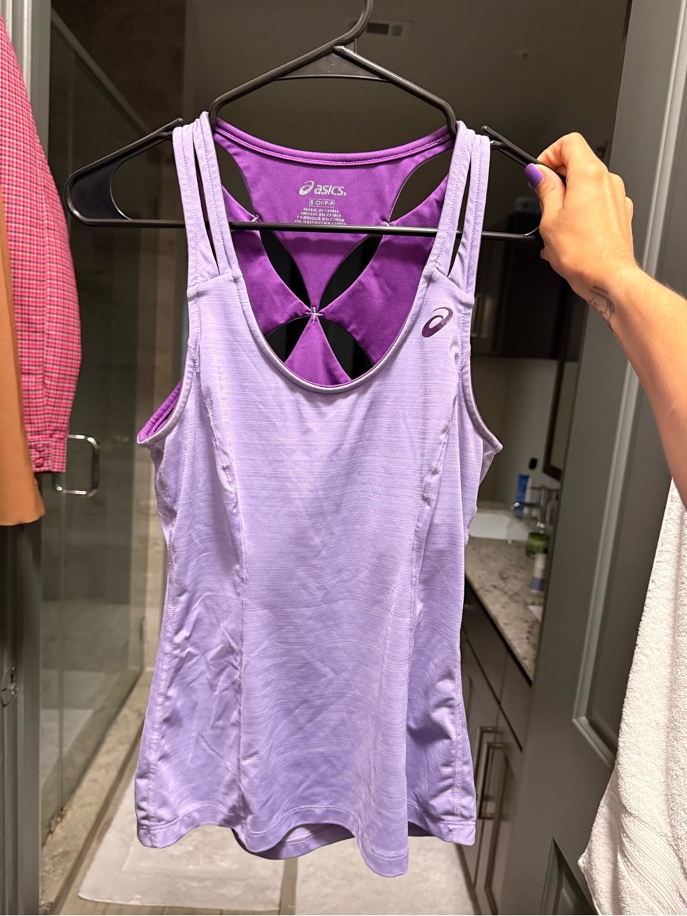 Asics Lavender Double-Layer Racerback Athletic Tank